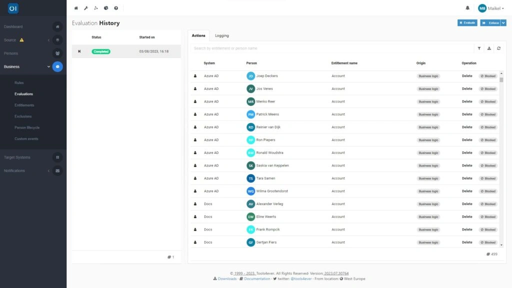 HelloID Screenshot: Evaluatie