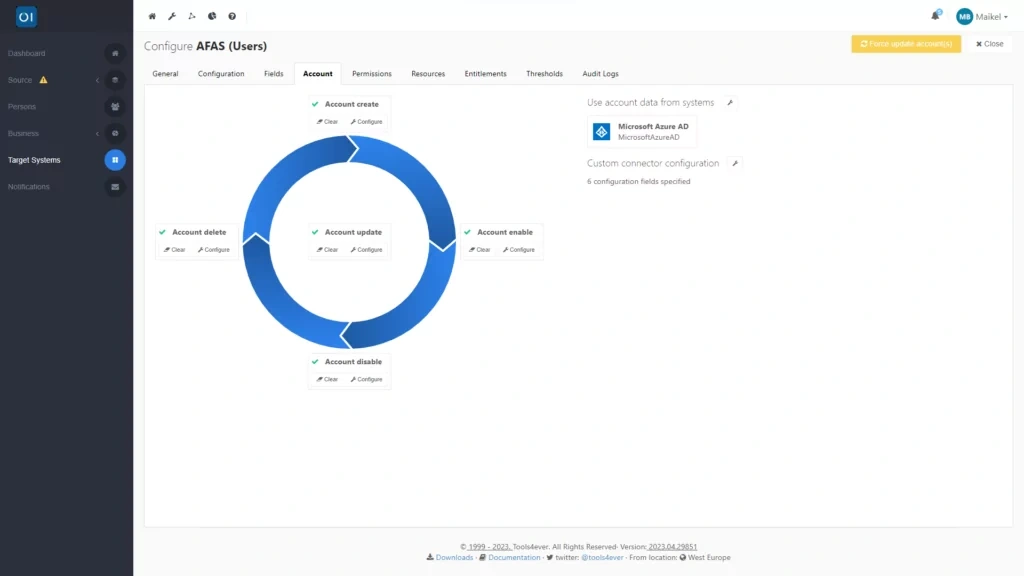 HelloID Screenshot: Importeren van scripts voor account lifecycle acties