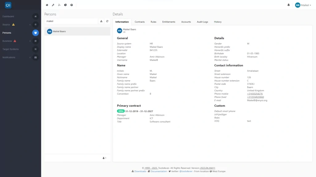 HelloID Screenshot: Opzoeken van external id