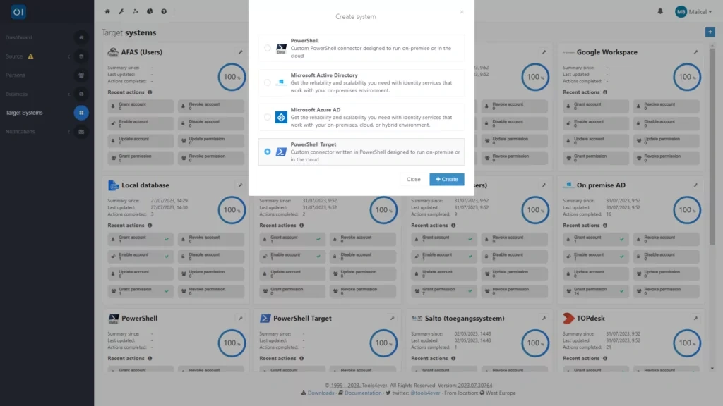 HelloID Screenshot: PowerShell connector aanmaken